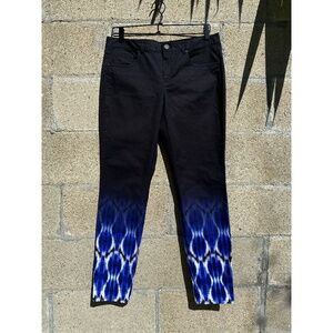 Elie Tahari - Black Cropped Pants with Coloured Leg Ends - size L / XL